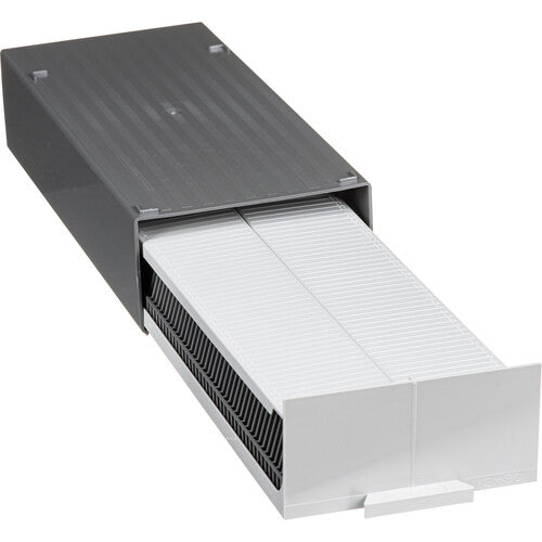 Gepe Caja de almacenamiento con 2 bandejas universales para 100 diapositivas 5x5 cm con tapa