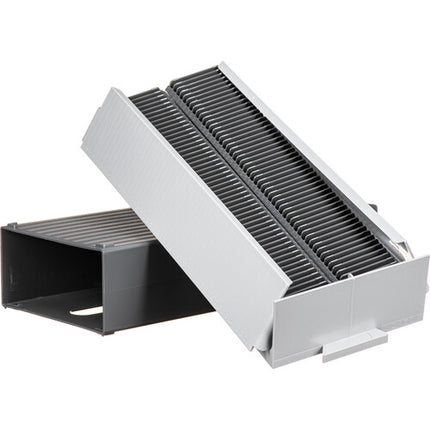 Gepe Caja de almacenamiento con 2 bandejas universales para 100 diapositivas 5x5 cm con tapa