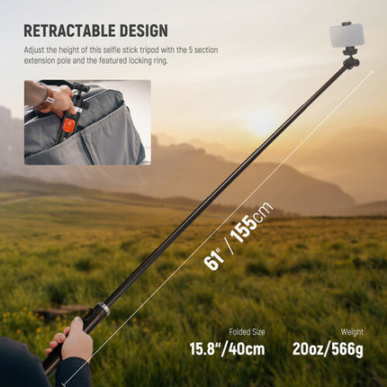 Neewer TS05 Trípode para Smartphone con Control Remoto Bluetooth y altura ajustable 14.7 a 62.9 pulgadas