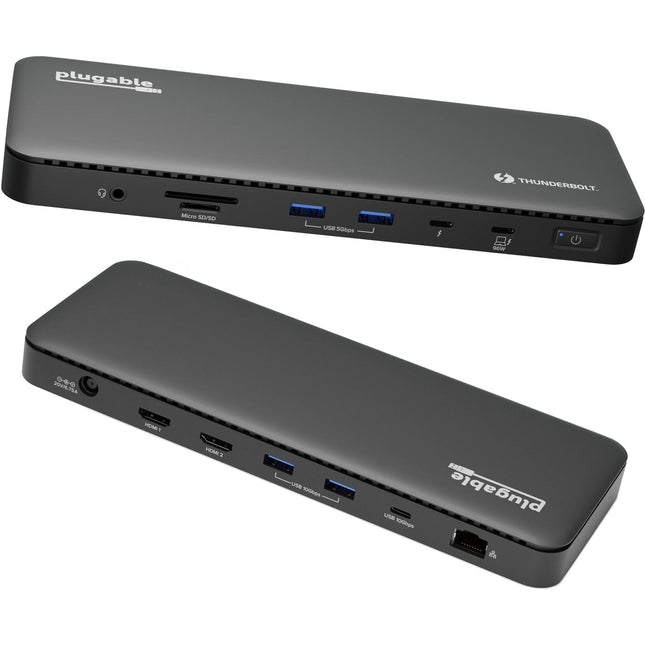 Plugable 13 en 1 Dock Thunderbolt 4 con 2 HDMI y Ethernet Negro