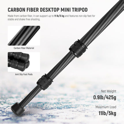 Neewer TP09 Tripode de Mesa Carbono 20 Pulgadas Capacidad 11 lb con Cabezal 360 grados