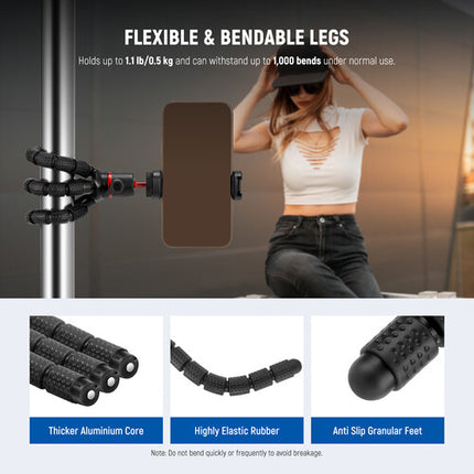 Neewer T72 Mini Trípode Flexible para Cámara con Mando y Soporte para Teléfono