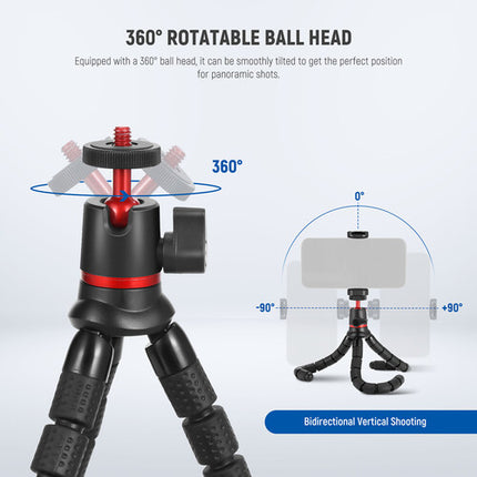 Neewer T72 Mini Trípode Flexible para Cámara con Mando y Soporte para Teléfono