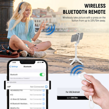 Neewer P15 Palo Selfie Plegable Trípode con Control Bluetooth 33' Alcance Ajuste 9 a 15"