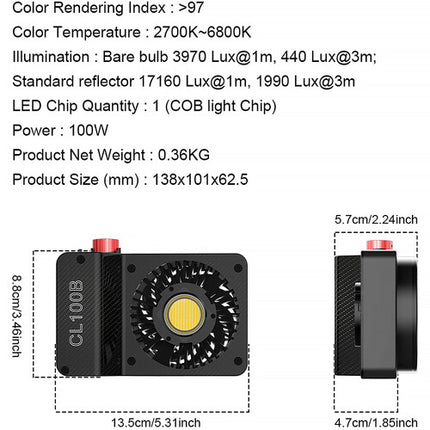 GVM CL100B Foco LED Bi-Color Portátil 17160 Lux 2700-6800K Con Trípode