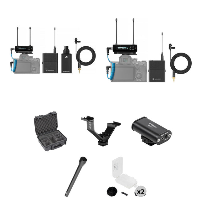 Sennheiser EW-DP Sistema Micrófono Digital Inalámbrico para Cámara con 2 Lavalier y Kits Negros Outdoor