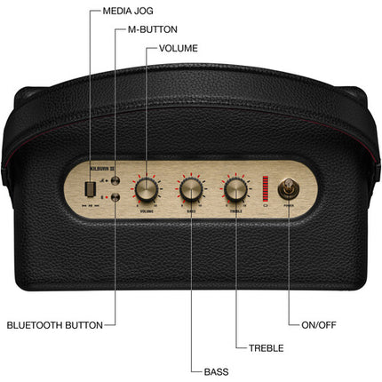 Marshall Kilburn III Altavoz Bluetooth portátil negro y latón 50W IP54 50h reproducción