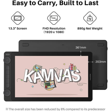 Huion Kamvas 13 Gen 3 Pen Display con soporte pantalla 13 3" 1920 x 1080p