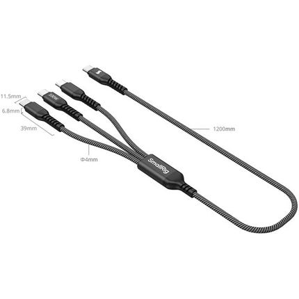 SmallRig Cable USB-C de 3 conexiones 100W 1.2m con corbatín