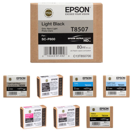 Epson T850 Kit de Tinta UltraChrome HD Light 80 ml para SureColor P800