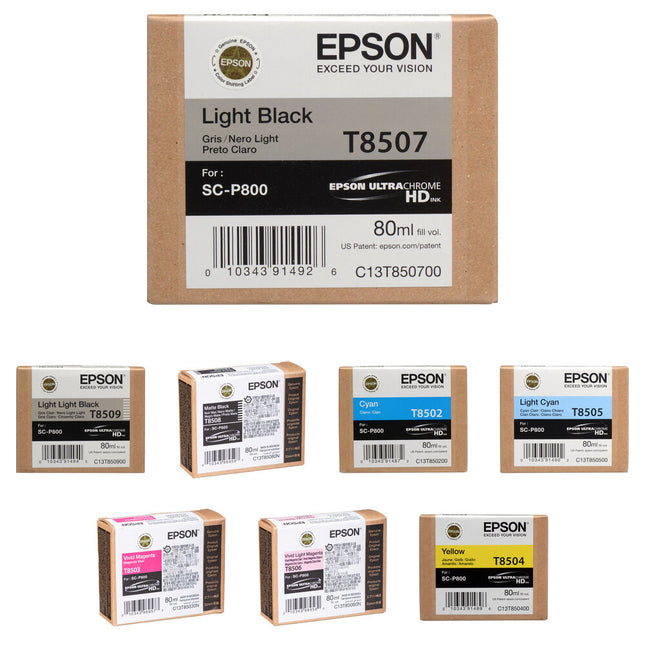 Epson T850 Kit de Tinta UltraChrome HD Light 80 ml para SureColor P800