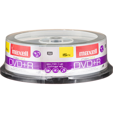 Maxell DVD+R 4.7GB 16x Disco Pack 15 con Garantía de por Vida