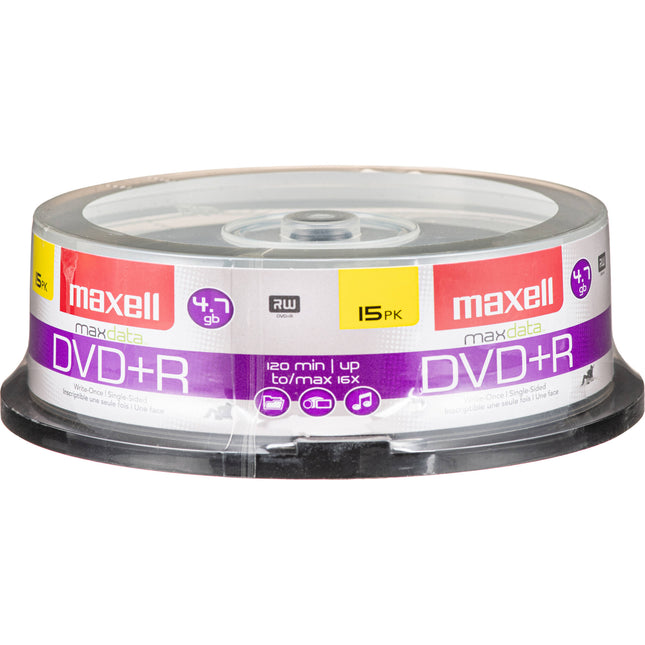 Maxell DVD+R 4.7GB 16x Disco Pack 15 con Garantía de por Vida