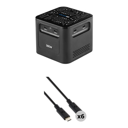 Watson Cargador USB GaN 380W 8 Puertos 6 USB-C 240W Cable Pearstone