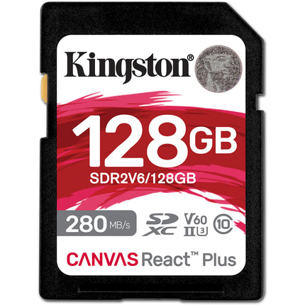 Kingston 128GB Canvas React Plus Tarjeta de Memoria SDXC UHS-II 280 MB/s Lectura 100 MB/s Escritura