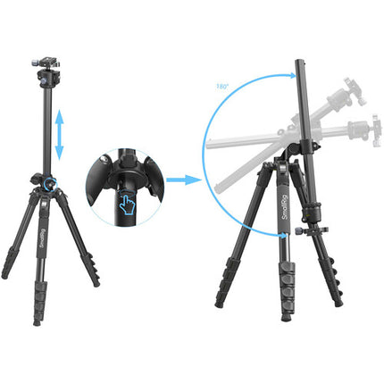 SmallRig CT25 Trípode Profesional de Aleación de Aluminio 64.5 Pulgadas con Adaptador para Disparo Superior y Soporte para Smartphone