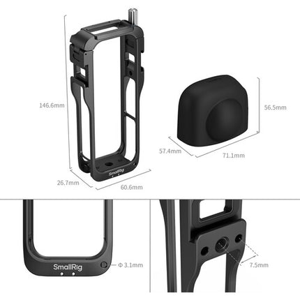 SmallRig Jaula para Cámara Insta360 X5 Aluminio Montura 1/4" Anti-Twist