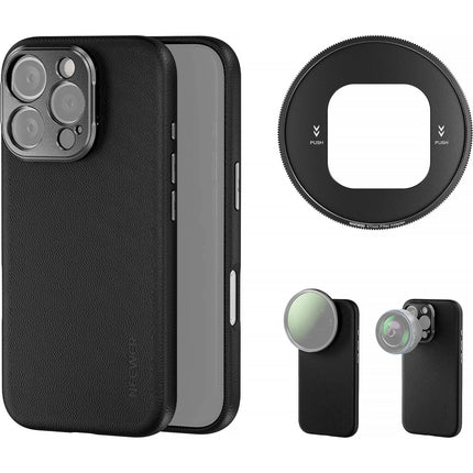 Neewer PA083 Funda para iPhone 16 Pro Negra con Adaptador 67mm
