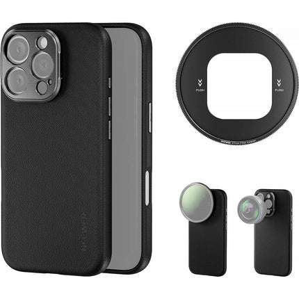 Neewer PA084 Funda para iPhone 16 Pro Max Negra Compatible MagSafe y Adaptador de filtro 67 mm