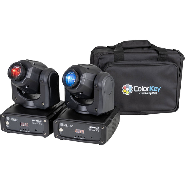 ColorKey Mobile Spot 50 Cabezal Móvil Inalámbrico 30W Batería 4.5h 2-Pack con Funda