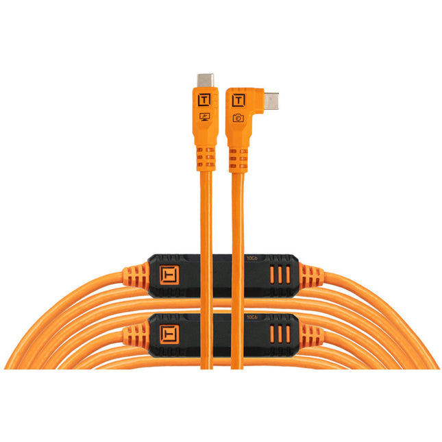 Tether Tools LeverLock y Optima Kit de cable USB-C 31' naranja ángulo recto