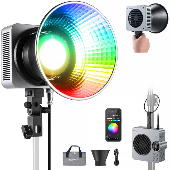 Neewer HS200C RGB LED Luz de Monolight 30 200 Lux 2500-7500K Kit Completo