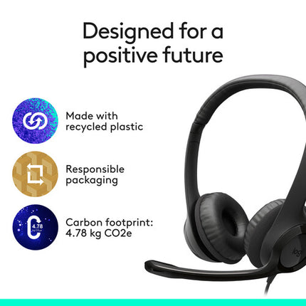 Logitech H390 Auriculares USB-C con Micrófono Cancelación de Ruido y Controles Integrados