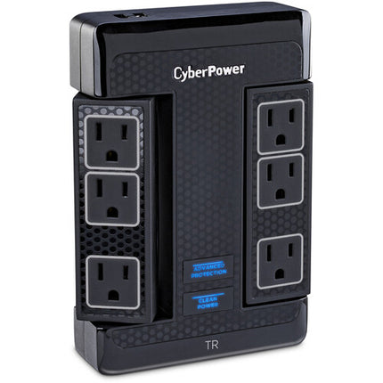 CyberPower HT600WSU2A protector contra sobretensiones para hogar 6 salidas 1680 julios 2 USB con extensor de toma 6 pies