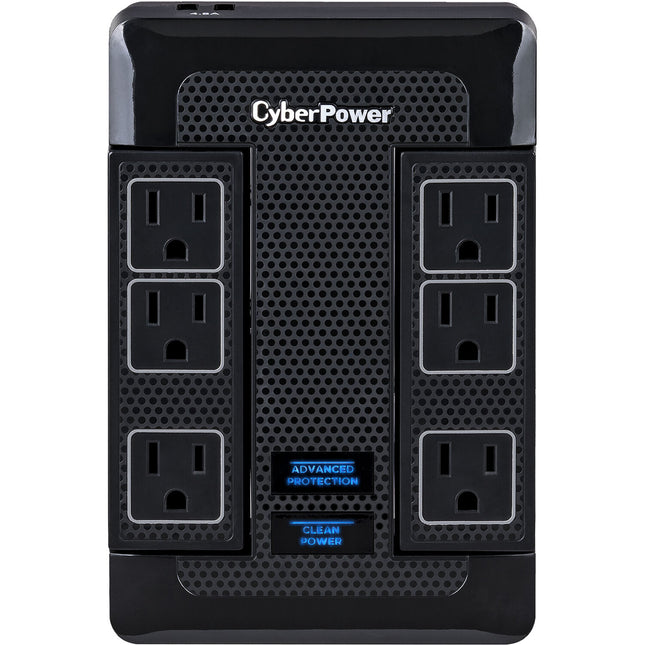 CyberPower HT600WSU2A protector contra sobretensiones para hogar 6 salidas 1680 julios 2 USB con extensor de toma 6 pies