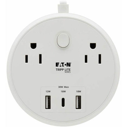 Tripp Lite Safe-IT Protector de Sobretensión 30W 2 Enchufes 3 Puertos USB Blanco