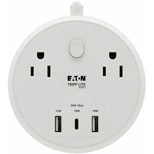 Tripp Lite Safe-IT Protector de Sobretensión 30W 2 Enchufes 3 Puertos USB Blanco
