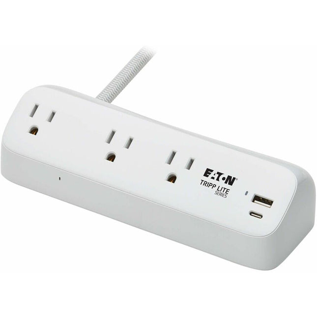 Tripp Lite Protect It Protector de sobretensión 3 tomas 900 Julios con abrazadera de escritorio y cable trenzado 8 pies