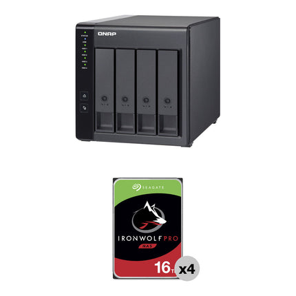 QNAP TR-004 Caja de Expansión RAID USB 3.2 Gen 1 4 Bahías 64TB con HDD Seagate IronWolf Pro 7200 rpm SATA III