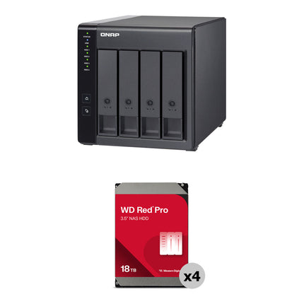 QNAP 72TB TR-004 4 Bahías Caja de Expansión RAID USB 3.2 Gen 1 con HDD WD Red Pro 18TB 7200 rpm