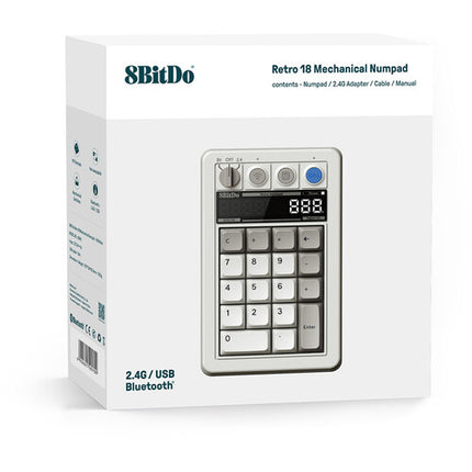 8BitDo Retro Teclado Numérico Mecánico Inalámbrico 18 Teclas 2.4 GHz Bluetooth 1000mAh