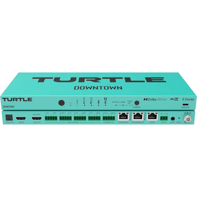 Turtle AV DOWNTOWN Codificador Multicanal Dolby Atmos DTS X a Dante 10 Canales HDMI 8K60 PoE