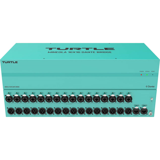 Turtle AV Mineola 16x16 Puente de Audio Dante con Phantom 48V PoE