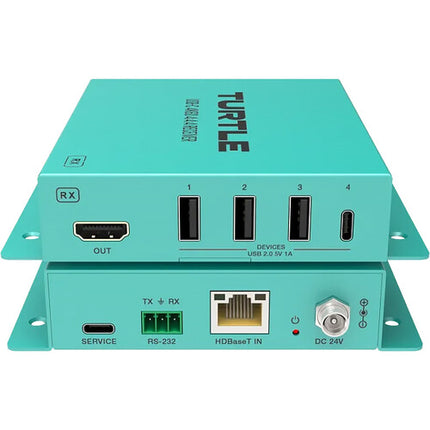 Turtle AV USB-C Extensor de Video 4K60 y USB 2.0 con Puerto de Carga 100W