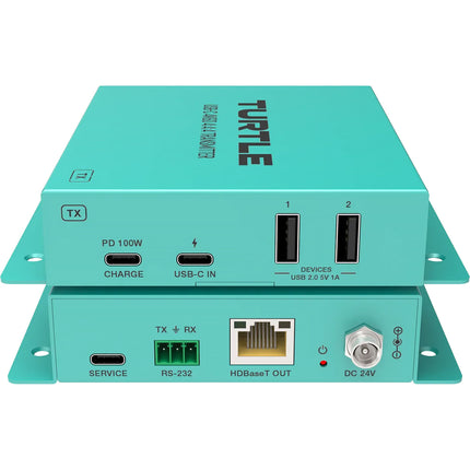 Turtle AV USB-C Extensor de Video 4K60 y USB 2.0 con Puerto de Carga 100W