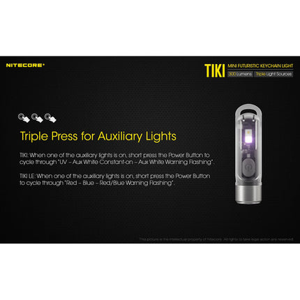 Nitecore TIKI Linterna LED recargable USB 300 lúmenes compacta 2.2 pulgadas