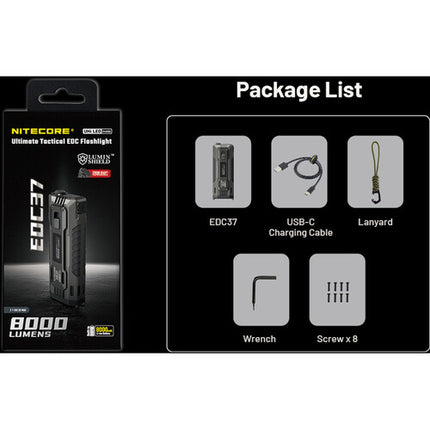 Nitecore EDC37 Linterna Recargable 8000 Lúmenes 8000mAh USB-C