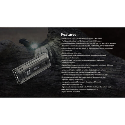 Nitecore EDC37 Linterna Recargable 8000 Lúmenes 8000mAh USB-C