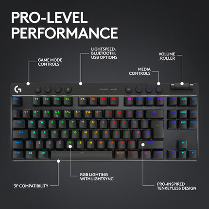 Logitech G PRO X TKL LIGHTSPEED Teclado Mecánico Táctil Inalámbrico RGB