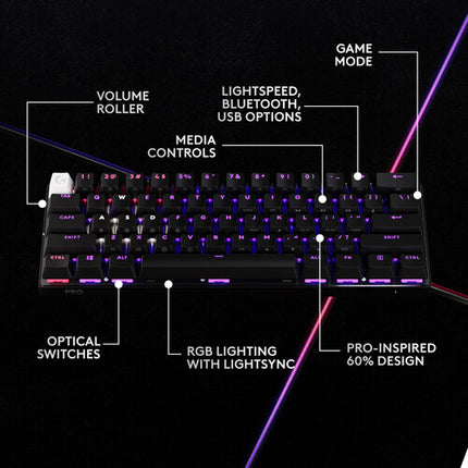 Logitech G PRO X 60 LIGHTSPEED Teclado Gaming Inalámbrico 65h Batería RGB