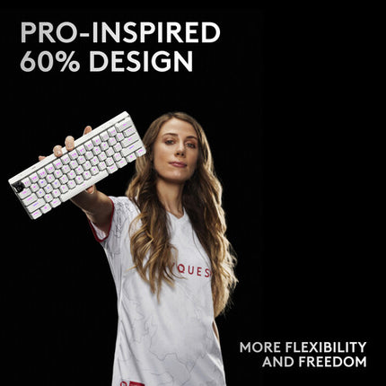 Logitech G PRO X 60 LIGHTSPEED Teclado Gaming Inalámbrico Blanco Interruptores Lineales 65 Horas Batería
