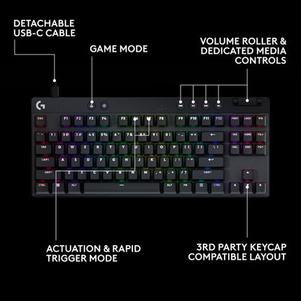 Logitech G Pro X TKL RAPID RGB Teclado para Gaming Lineal 0.03 Ajustable