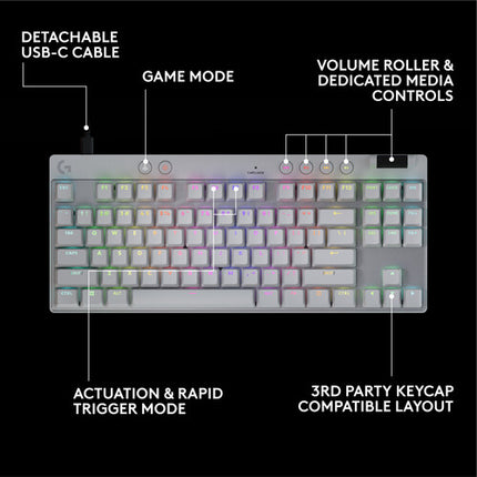 Logitech G Pro X TKL Rapid RGB Teclado para Juegos Blanco con Switches Analógicos Ajustables