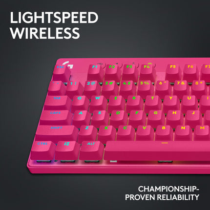 Teclado para juegos Logitech G Pro X TKL Rapid RGB rosa con interruptores magnéticos y activación 0.03 pulgadas