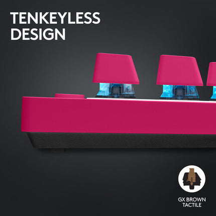 Teclado para juegos Logitech G Pro X TKL Rapid RGB rosa con interruptores magnéticos y activación 0.03 pulgadas