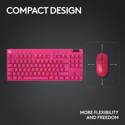 Teclado para juegos Logitech G Pro X TKL Rapid RGB rosa con interruptores magnéticos y activación 0.03 pulgadas